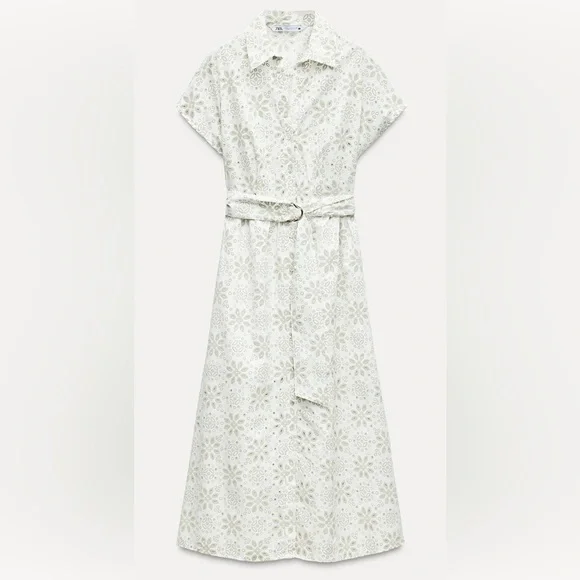 Zara Rubberized Embroidery Midi Dress - Picture 6 of 11